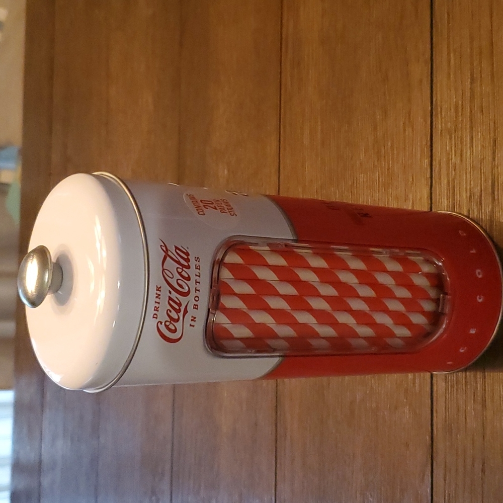 Tin box cocacola straw holder